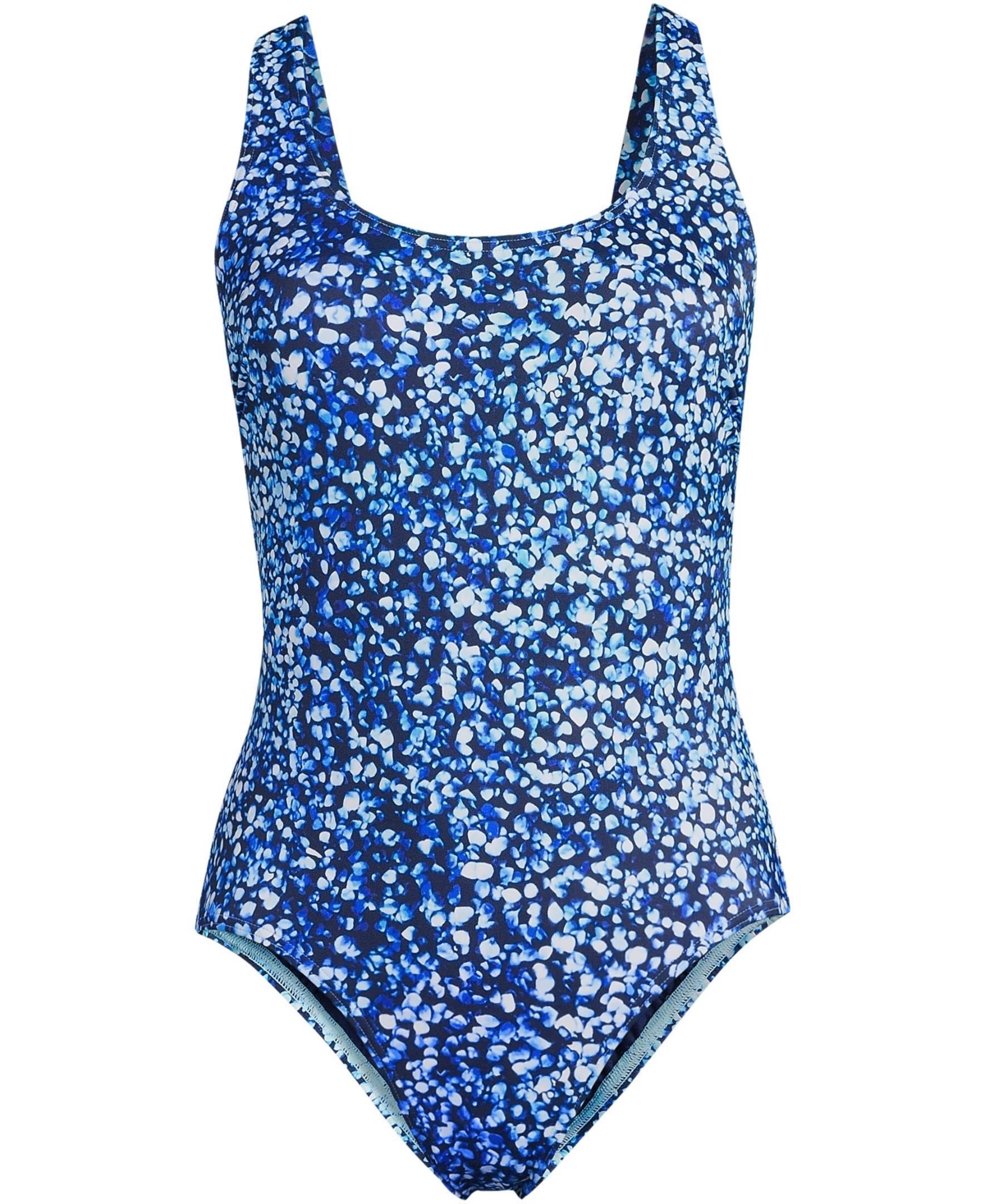 Lands' End Women's D-Cup Tugless X-Back One Piece Swimsuit -turquoise mosaic dot