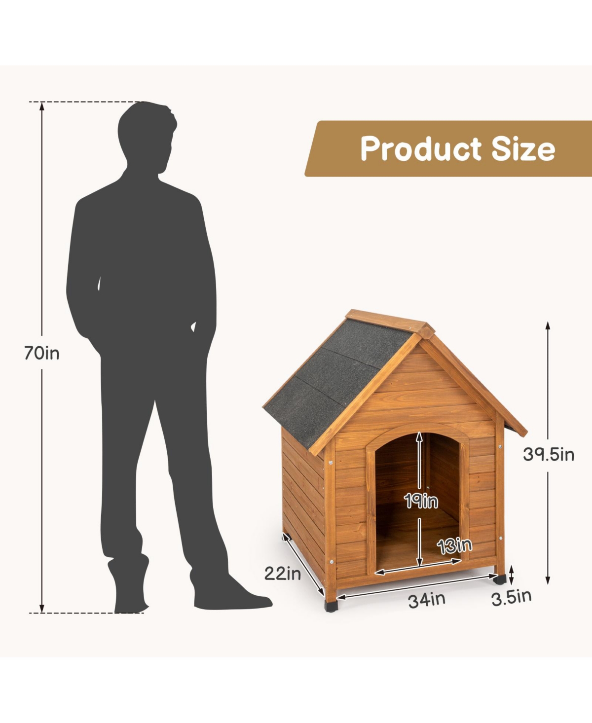 Slickblue Outdoor Dog House – Waterproof Puppy Shelter with Elevated Floor, Indoor/Outdoor Use