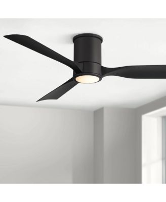 56" Keel Indoor Outdoor Ceiling Fan 3 Blade LED Light Remote Control Matte Black Finish Bedroom Hugger Damp Rated