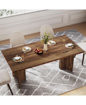 63-inch Dining Table for 4-6, Farmhouse Kitchen Table with Large Tabletop, Rectangular Dinner Eating Table