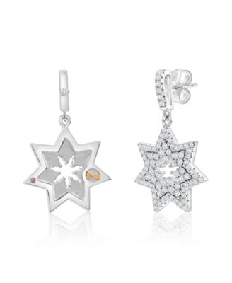 Sterling Silver Cubic Zirconia Snowflake Drop Earrings