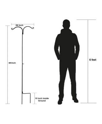 Premium Steel Ground Stake Shepherd's Hook 65 Inch Dual Sided, Black
