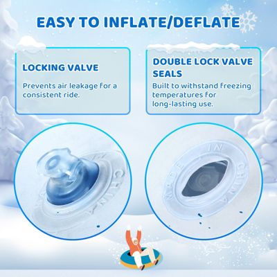 Winter Single Rider Snow Tube, 44" Inflatable Animal Sled, Outdoor Snow Toys with Two Handle