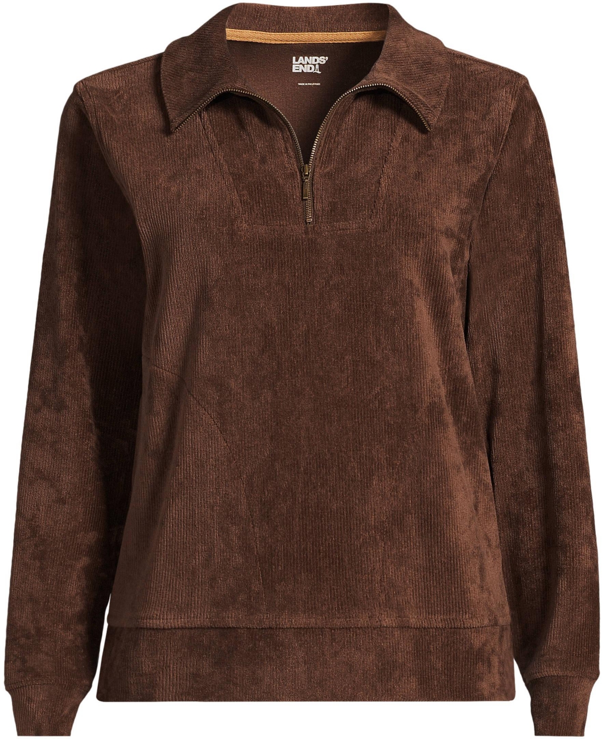 Lands' End Women's Long Sleeve Sport Cord Quarter Zip Pullover