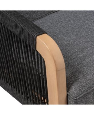 Arwen Modern Bohemian Roped Acacia Wood Outdoor Loveseat with Cushions