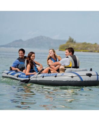 Excursion 5 Person Inflatable Boat, Water Fishing River Raft Set w/Oars