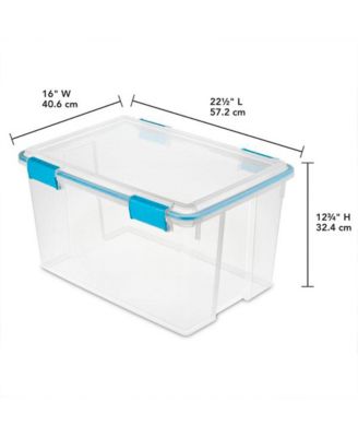 54 Quart Gasket Box, Stackable Storage Bin with Latching Lid, 4 Pack
