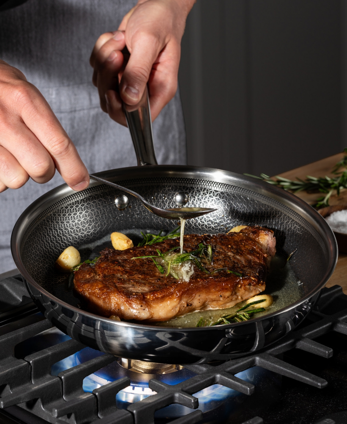 T-Fal Hybrid Mesh Stainless Steel 3 Piece Frypan Set