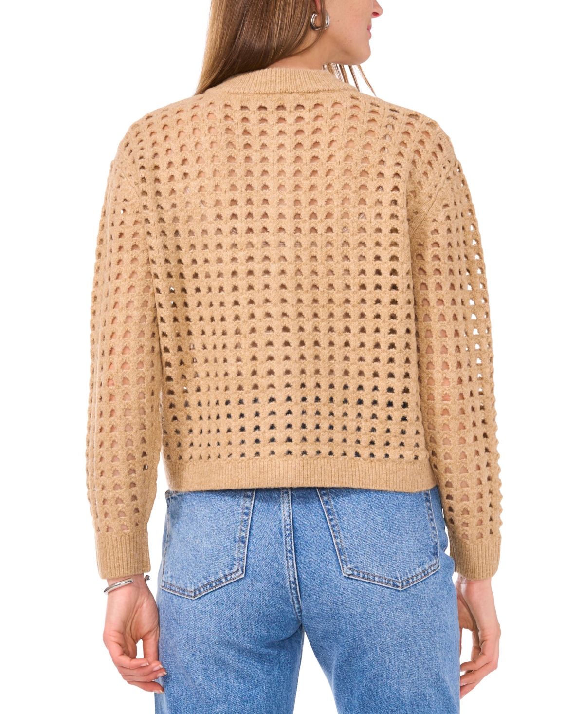 VINCE CAMUTO WOMEN'S LONG-SLEEVE POINTELLE CARDIGAN 