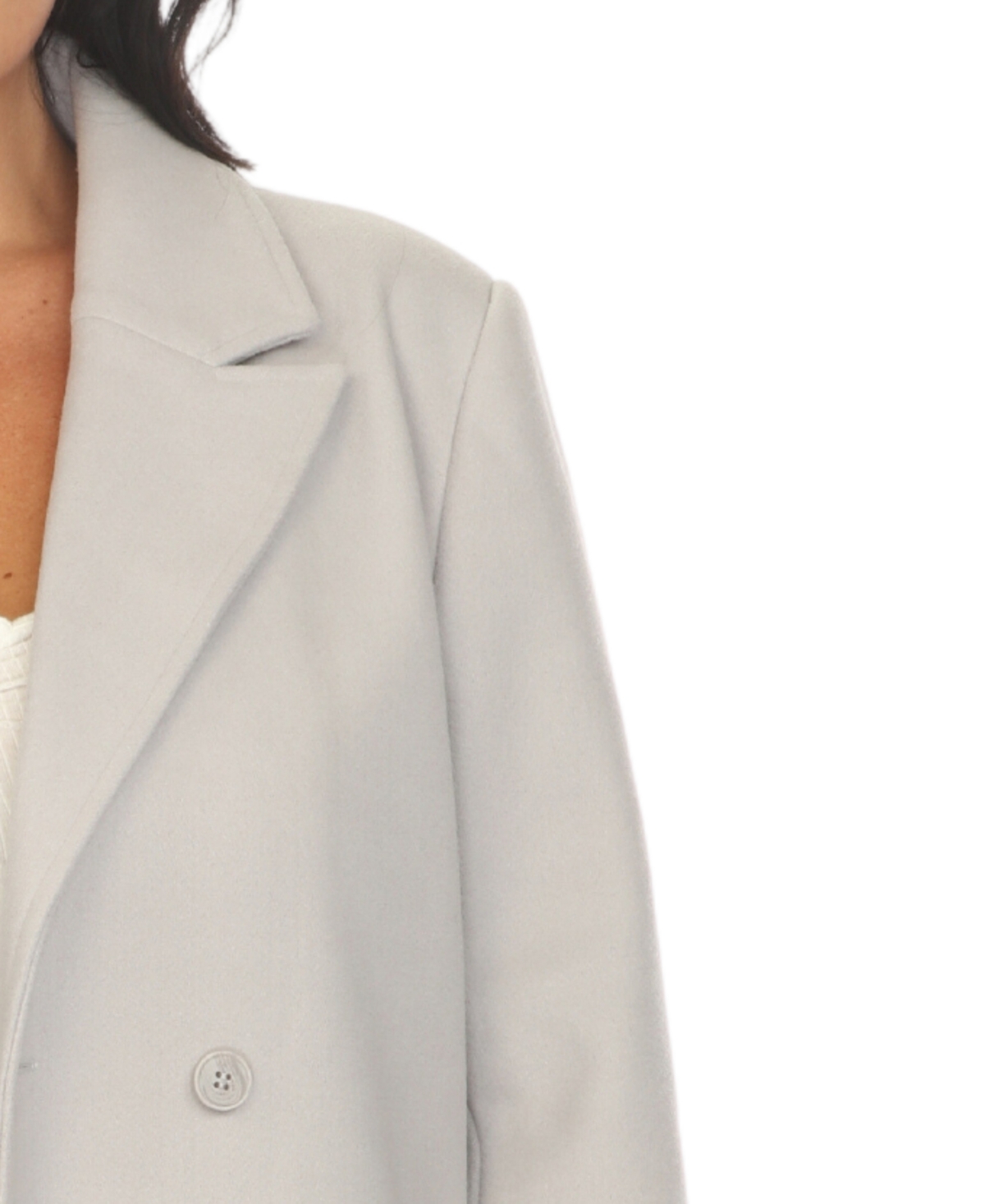 White Mark Plus Size Classic Walker Coat In Light Grey