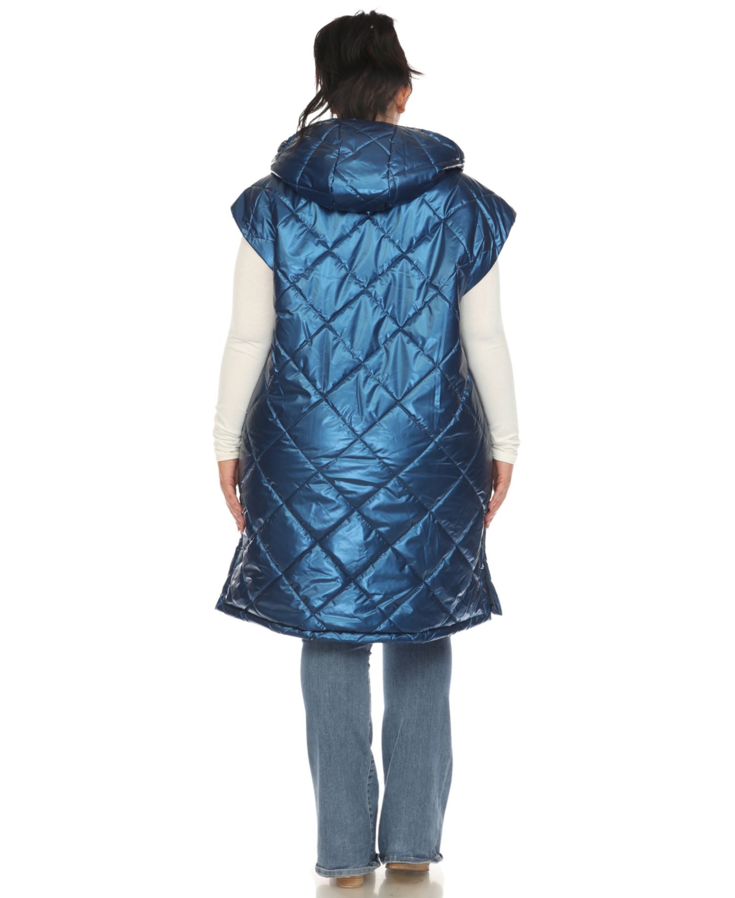 Plus Size Metallic Puffer Vest Jacket