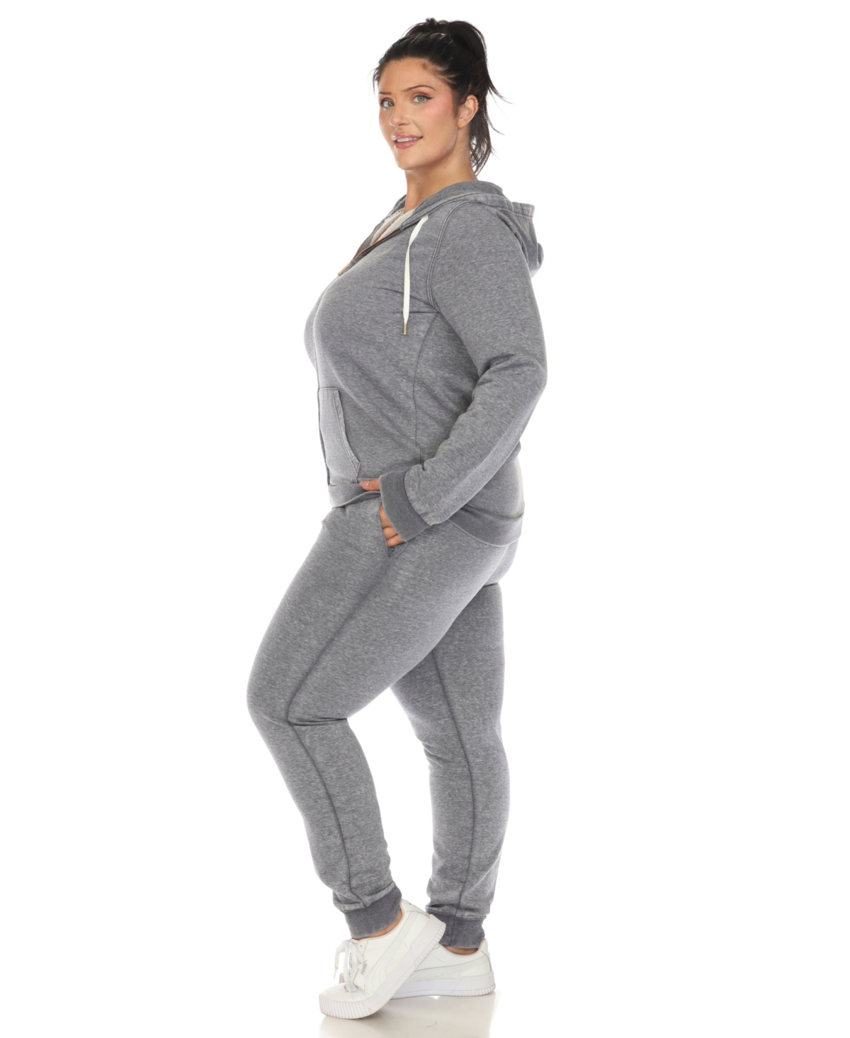 White Mark Plus Size Burnout Jogger Set In Grey
