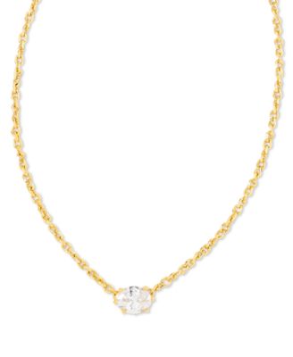 14k Cubic Zirconia Pendant Necklace & C-Hoop Earrings Set