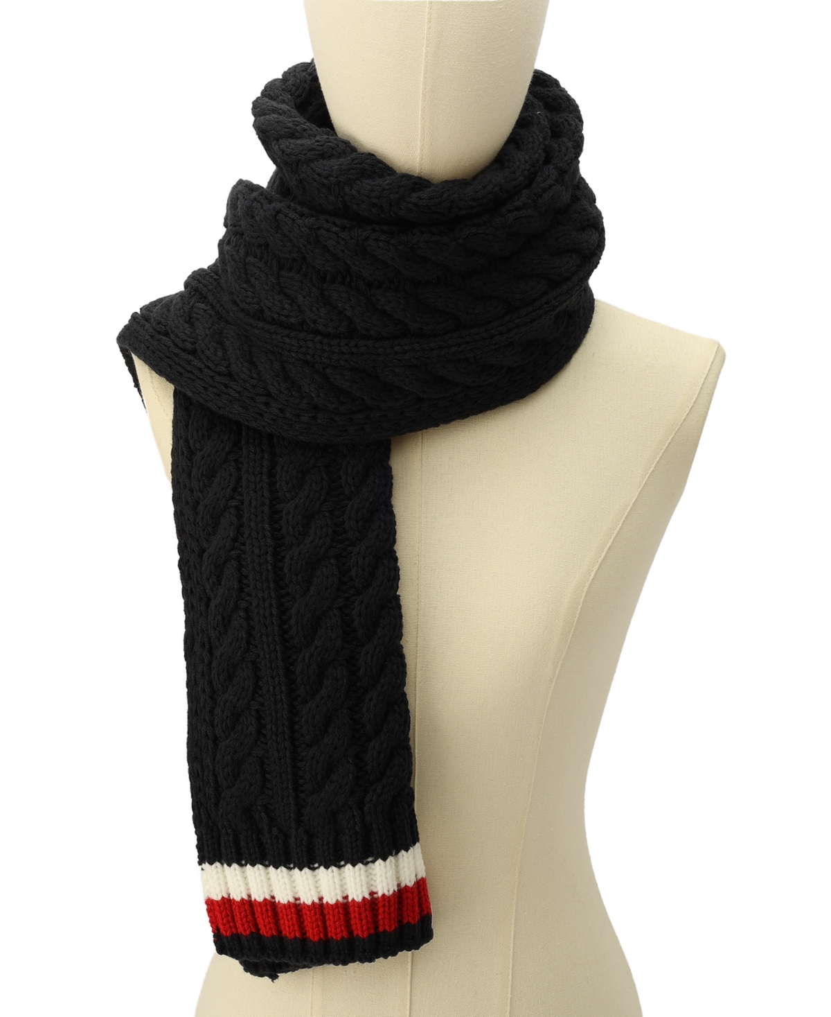 Tommy Hilfiger Men's Cable Knit Global Stripe Scarf In Desert Sky