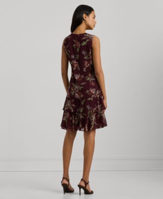 Lauren Ralph Lauren Women's Floral Crinkle Georgette Shift