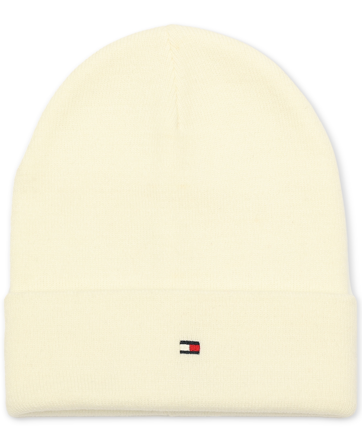 Tommy Hilfiger Men's Flag Embroidery Double Cuff Beanie In Ecru