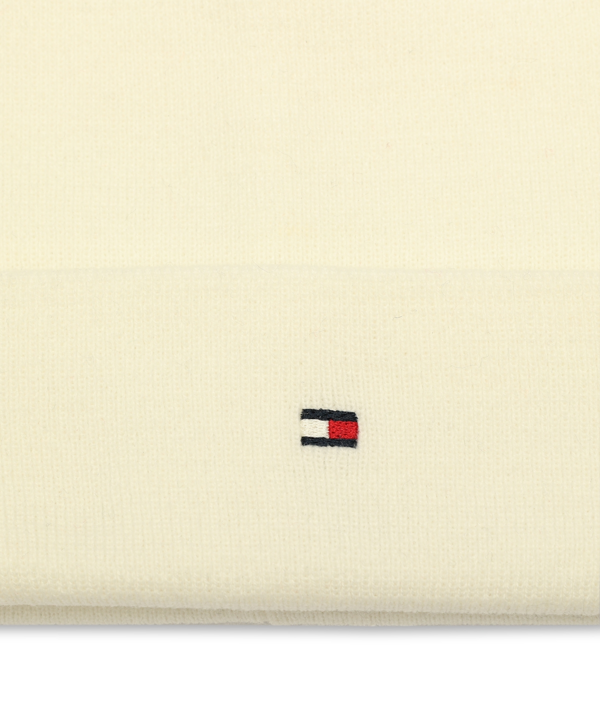 Tommy Hilfiger Men's Flag Embroidery Double Cuff Beanie In Ecru