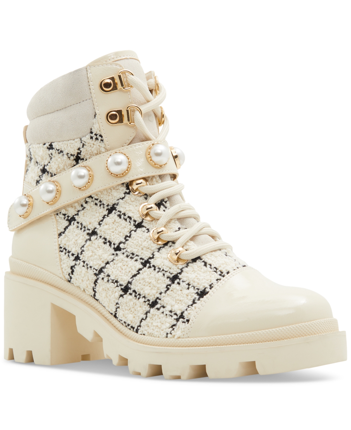 Women's Mariette Lace-Up Buckle Ankle Booties - White