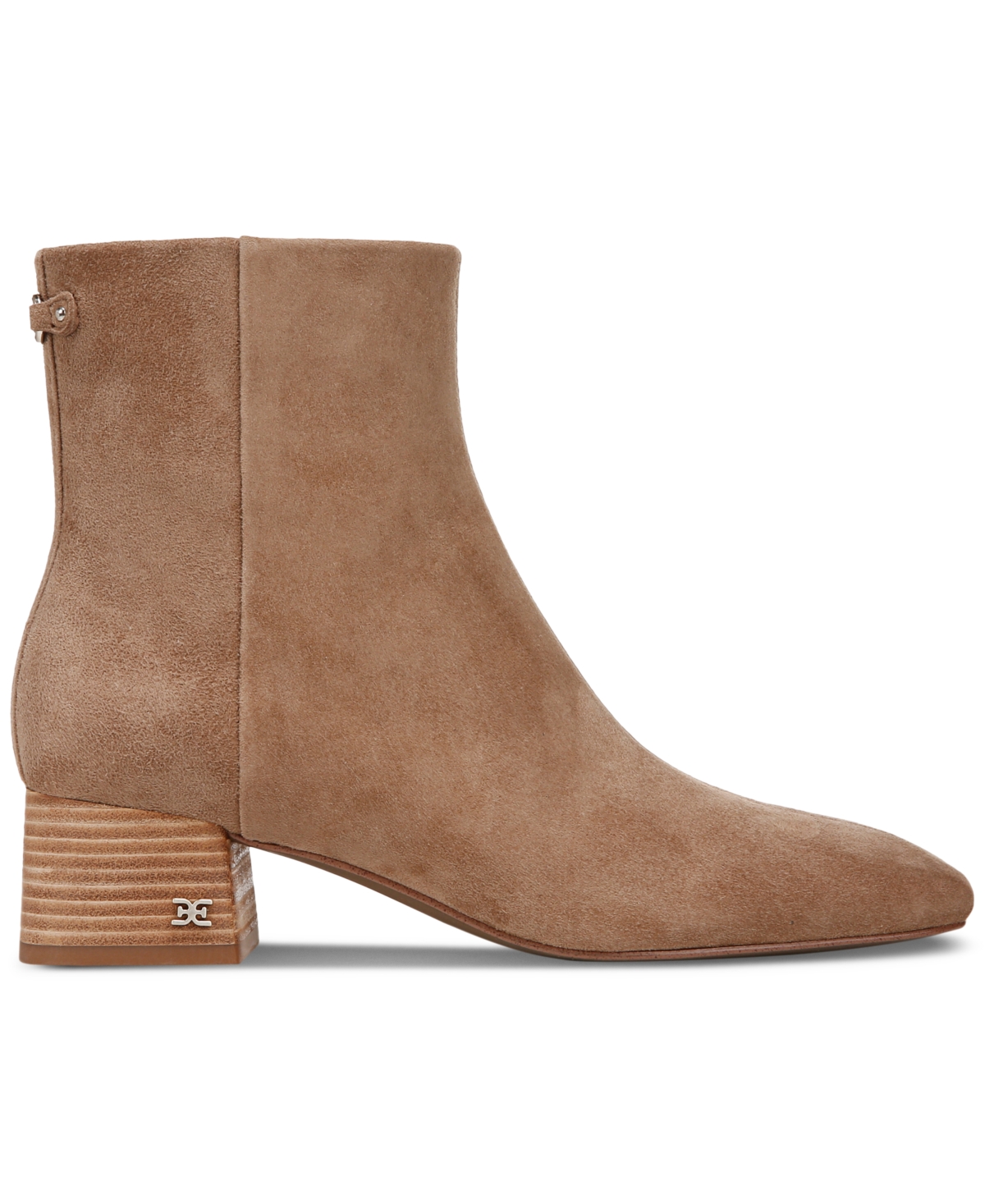 Sam Edelman Paige Womens Suede Square Toe Ankle Boots In Almond Taupe Suede