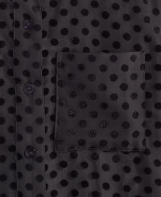 Women's Chiffon Flocked Polka-Dot Shirt, Created for Macy's