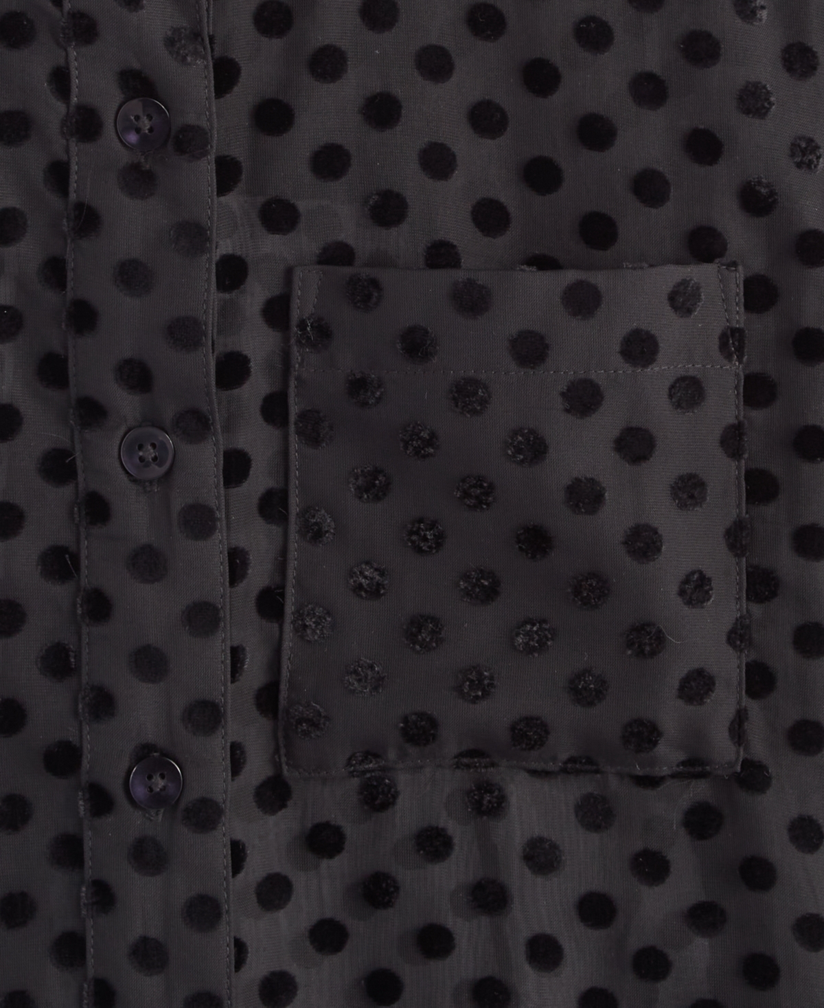On 34th Women's Chiffon Flocked Polka-dot Shirt, Created For Macy's In Deep Black
