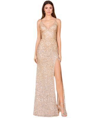 Women's Beaded v-neck dress with slit