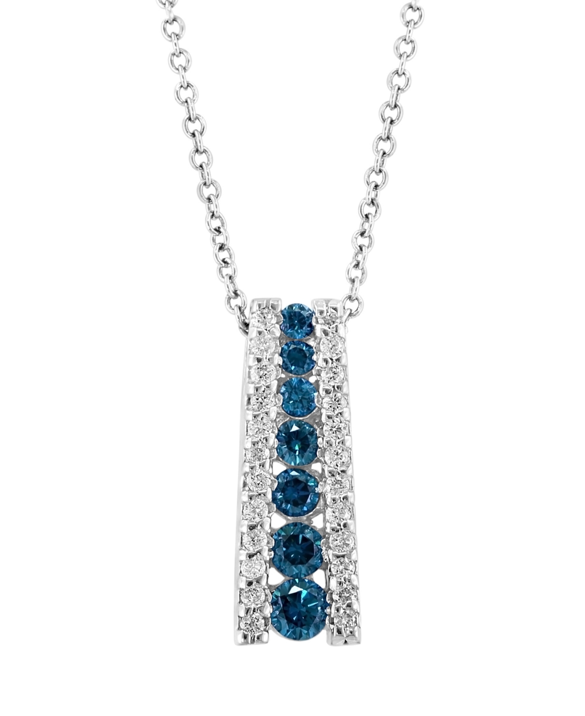 Effy Collection Effy Blue Diamond (3/8 Ct. T.w.) & White Diamond (1/6 Ct. T.w.) Ladder 18" Pendant Necklace In 14k W In White Gold