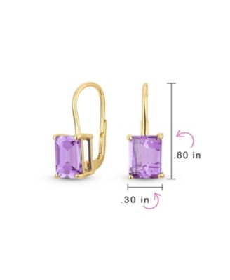 Traditional 4.50 CTW Created Stone Emerald Cut Drop Earrings Hinge Lever Back Yellow Gold Plated Sterling Silver