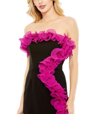 Women's Strapless Ruffle Detail Mini Dress