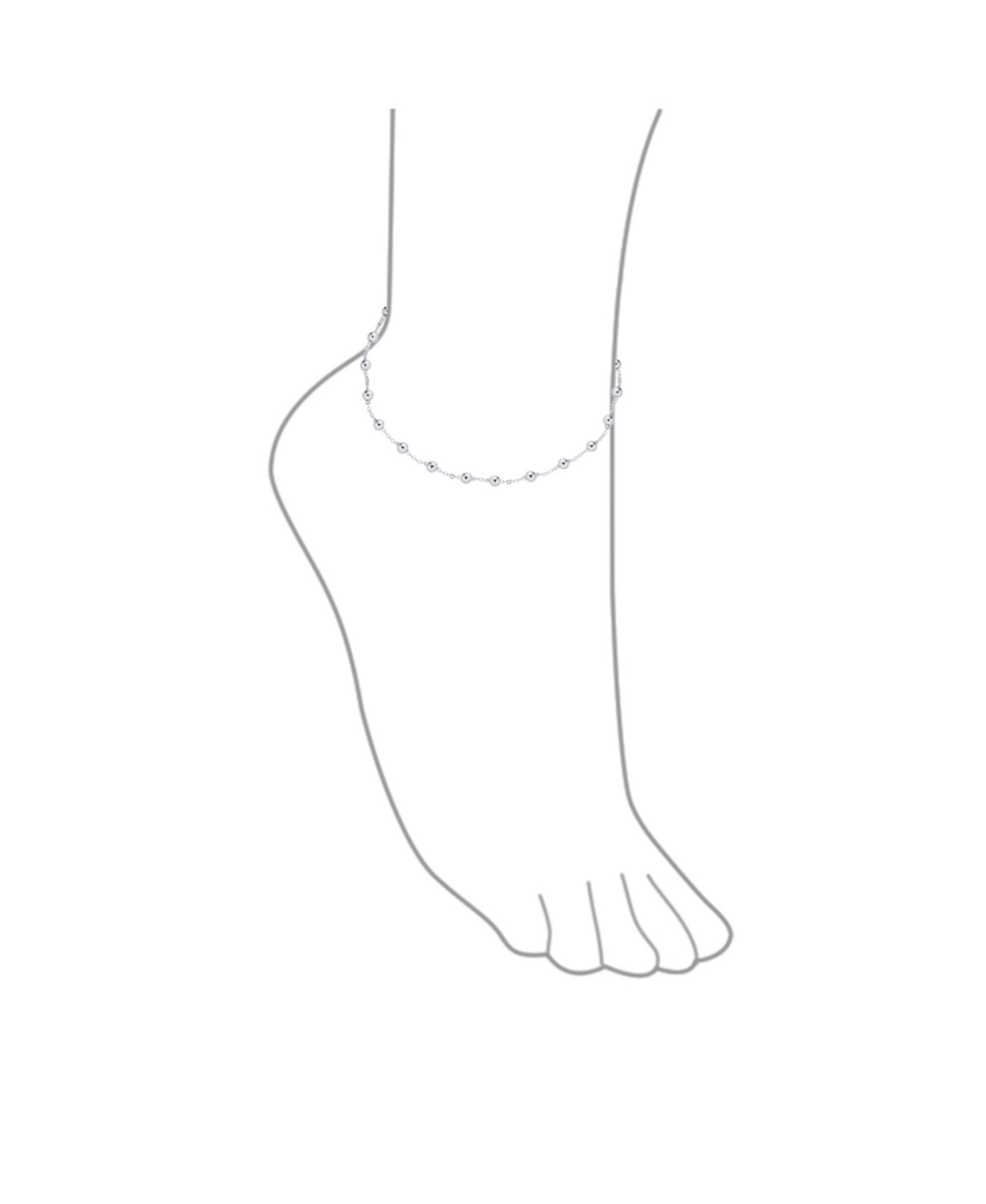 Bling Jewelry Delicate Sturdy Petite 3MM Round Ball Bead Station Chain Anklet Hot Wife Ankle Bracelet For Women .925 SterlingMade In Italy - S