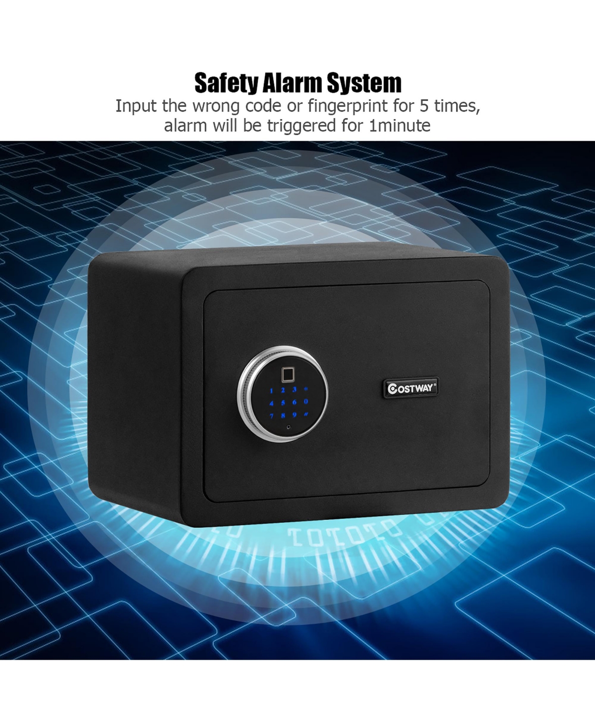 Fingerprint Safe Box Security Box w/Inner Led Light Store Cash Jewelry Guns