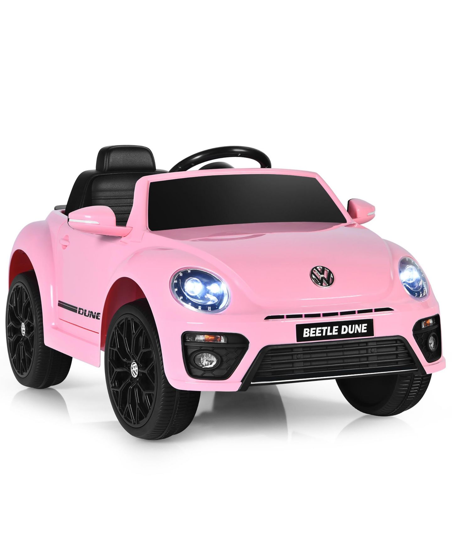 Детская игрушка Costway Beetle 12V Licensed Volkswagen Remote Control Ride-On Car, 66 lb. Capacity, 3–8 лет, цвет: Розовый — фото 1