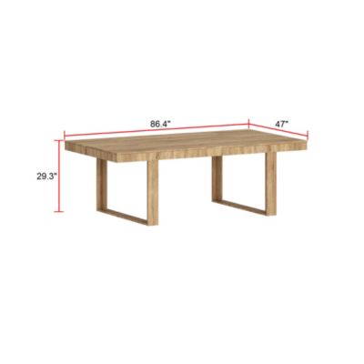 Retangular Wood Grain Wooden Dining Table with Wooden Frame