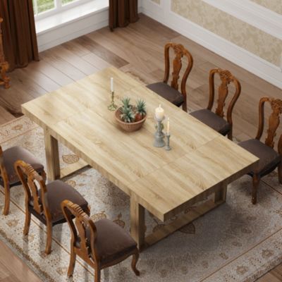 Retangular Wood Grain Wooden Dining Table with Wooden Frame