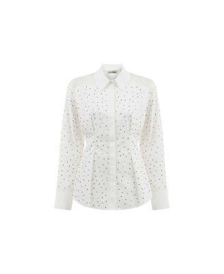 Women's Rhinestone Embroidered Button-Up Shirt