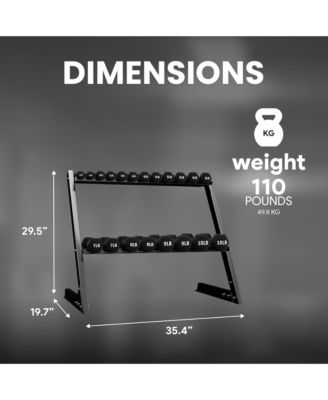 110 Pound Neoprene Coated Dumbbell Set with Stand, Black