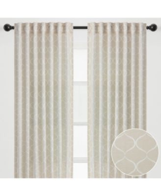 Premium 2-Panel Light Filtering Curtains - Semi Sheer for Living Room, Bedroom, Kitchen - 52" x 63" - Ogee Beige