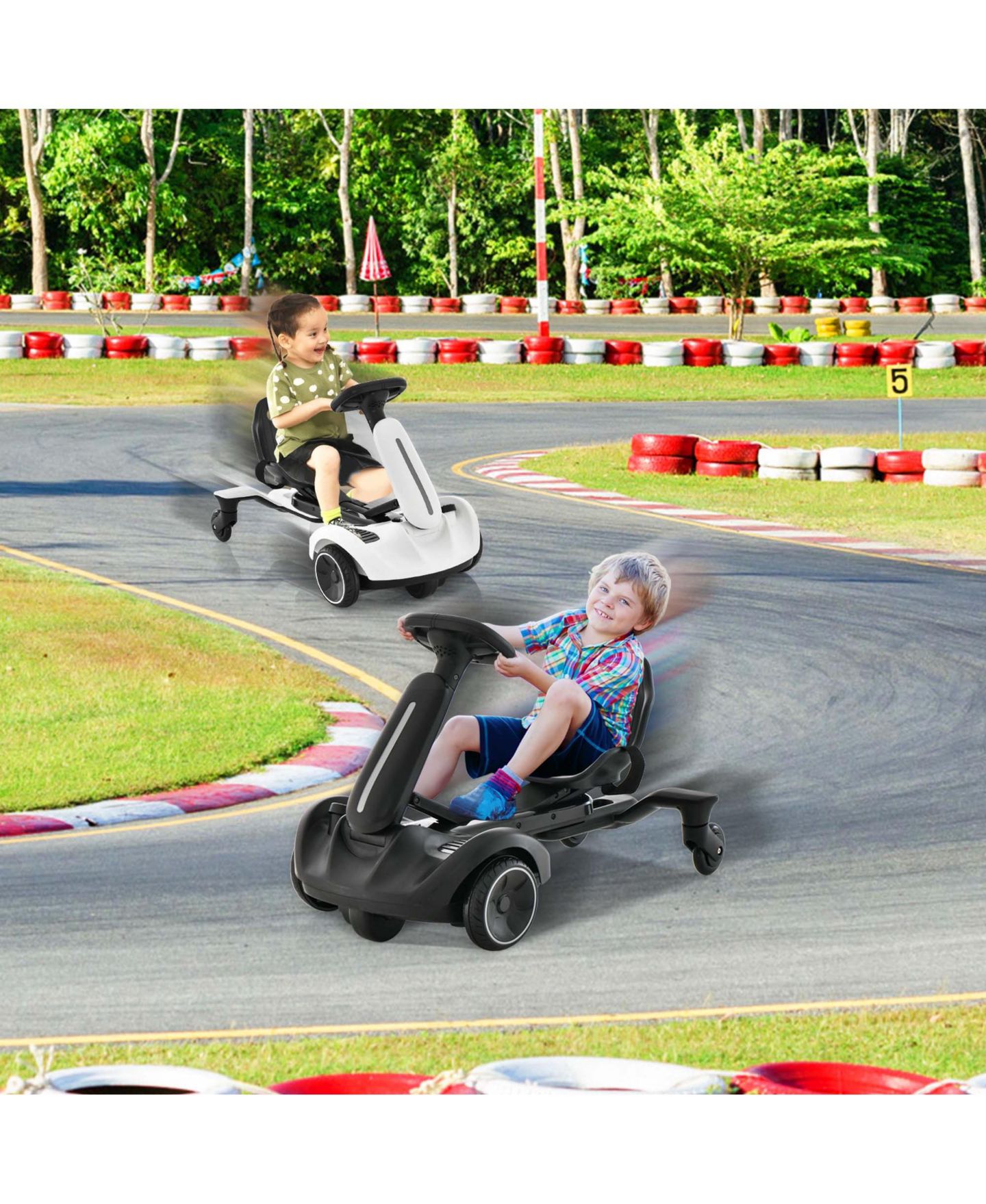Детская игрушка Costway 6V Kids Ride-On Drift Car 360-Degree Spin Go-Kart, 55 lb. Capacity, Ages 3-8, цвет: Чёрный — фото 3