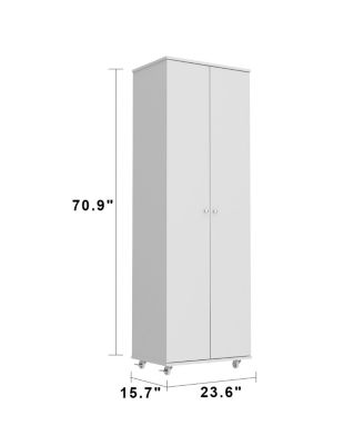 White Wood Bookcase with adjustable Shelves, 2 door