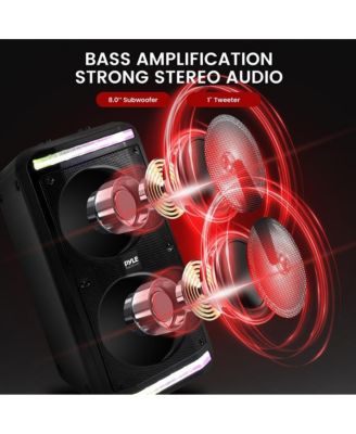 Portable PA Speaker & Microphone System With LED Party Lights, Bluetooth, & FM Radio, 600 Watt