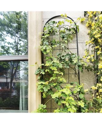 4-Pack Metal Garden Trellis for Climbing Plants – 86.7'' x 19.7'', Rustproof Black Plant Support, Rose Trellis Netting