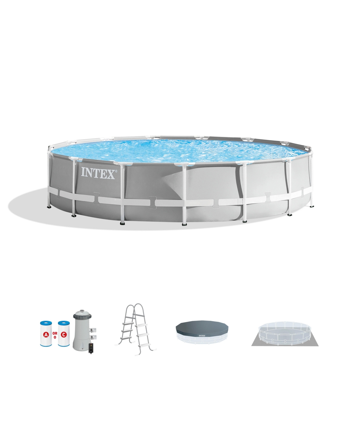 26723EH 15ft x 42in Prism Frame Above Ground Swimming Pool Set with Filter - Gray