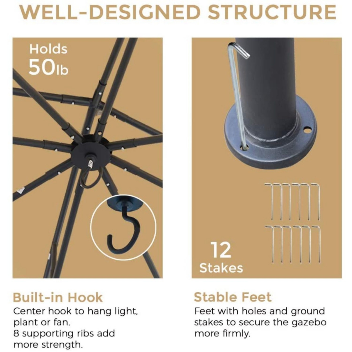 Streamdale Furniture 10x12 Ft Softtop Metal Gazebo with Mosquito Net&Sunshade Curtains, Sturdy Heavy Duty Double Roof Canopy, Galvanized Steel Design