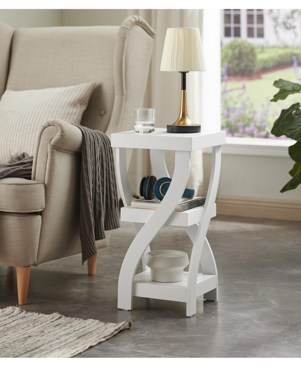 Kings Brand Furniture 3 Tier End Table - Square End Table - Table for Bedroom - End Table with Shelves - Bedside Nightstand