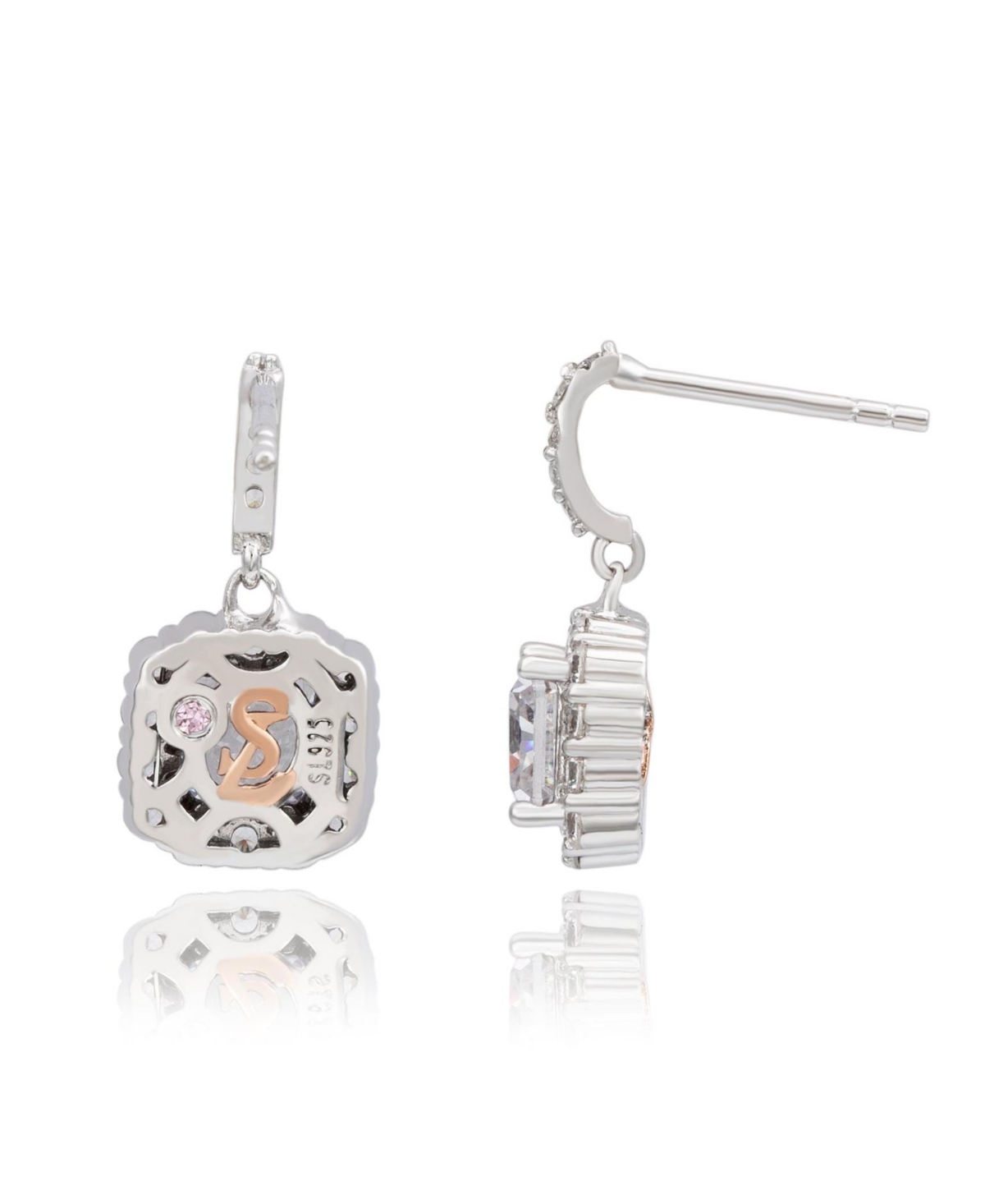 Suzy Levian New York Suzy Levian Sterling SilverCubic Zirconia Asscher Cut Drop Earrings - White