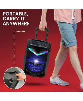 15” Bluetooth Portable PA Speaker With Rechargeable Battery, Party Lights & Microphone, 1200 Watt
