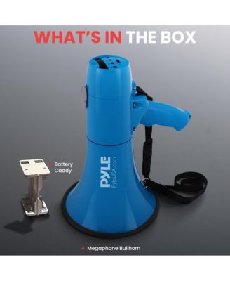 Megaphone Siren Bullhorn Speaker, 40-Watt With Handheld Microphone, Blue