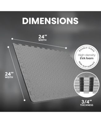 BalanceFrom Fitness 24 Sq Ft Interlocking EVA Foam Exercise Mat Tiles, Gray
