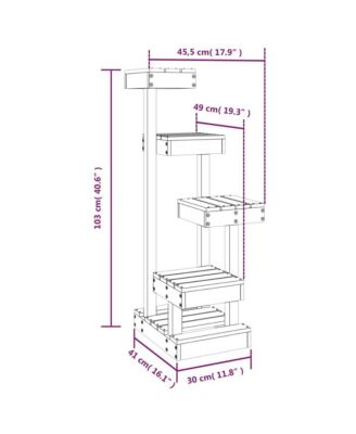 Cat Tree White 17.9"x19.3"x40.6" Solid Wood Pine