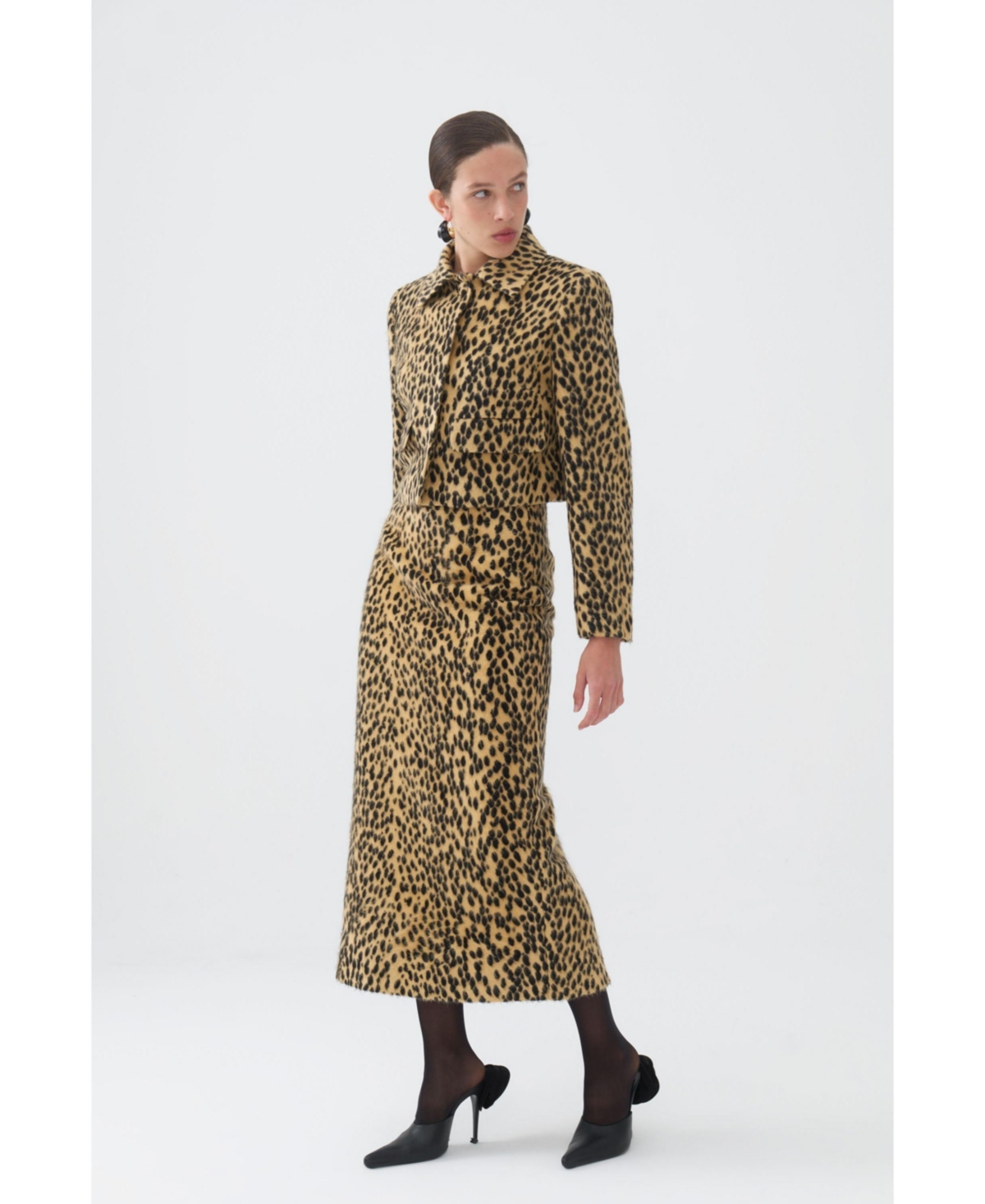 Nocturne Women's Leopard Print Crop Jacket - Multi-colored